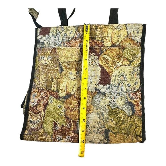 Vintage Large Tapestry Cat Print Tote Bag With Zipper & Handles Shopping Bag - Picture 6 of 10